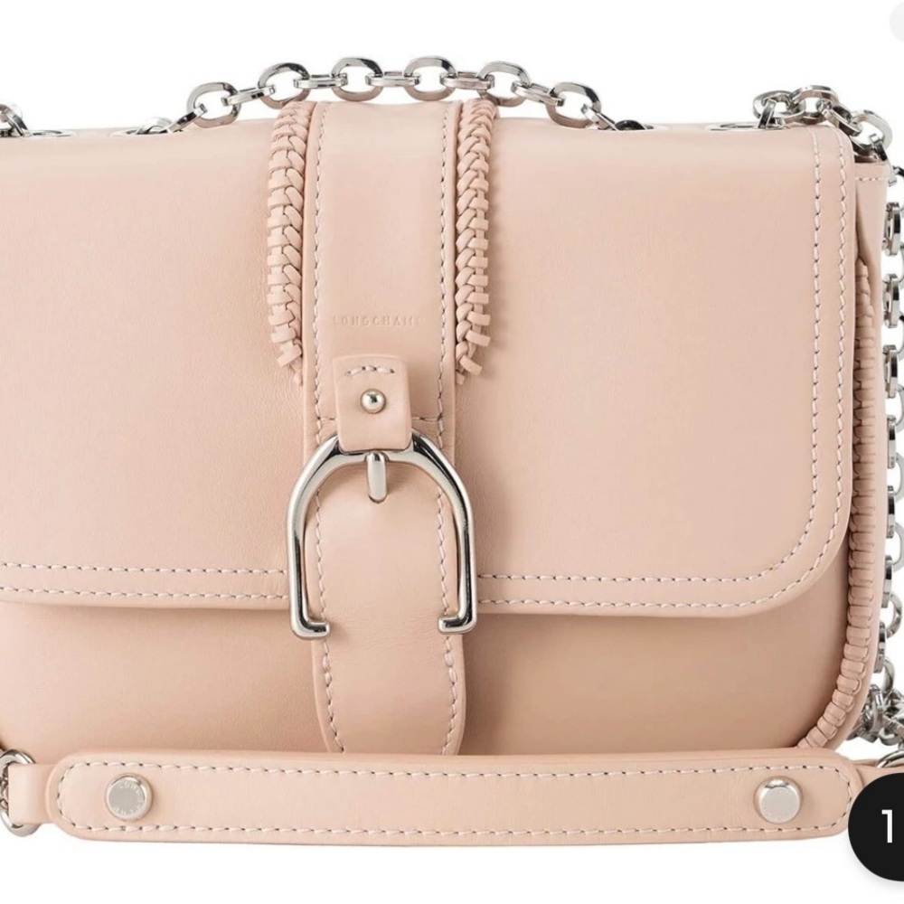 Longchamp Pink and Silver Crossbody Bag with 3 straps!